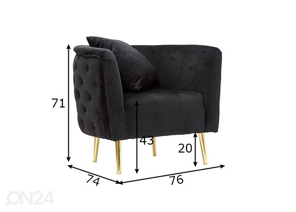 Кресло Glam, чёрный/золотистый размеры