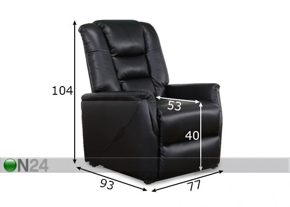 Кресло recliner с подножкой Onni размеры