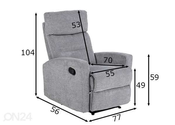 Кресло recliner Assen размеры