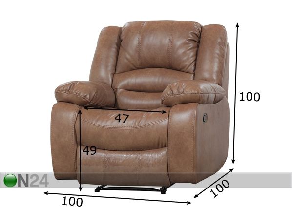 Кресло Relax2, светло-коричневая кожа размеры
