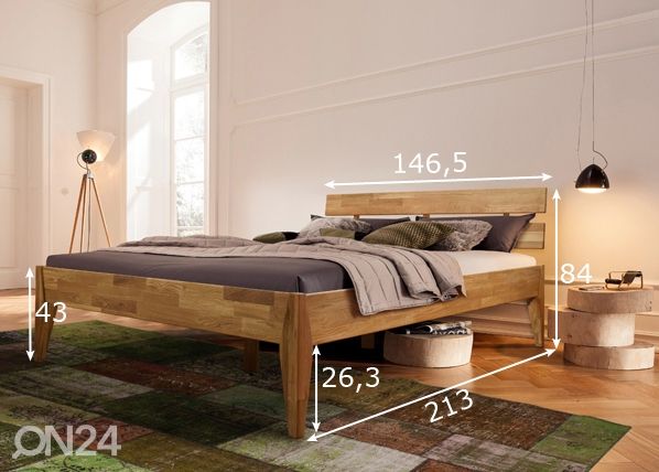 Кровать из массива дуба Elke 140x200 cm размеры