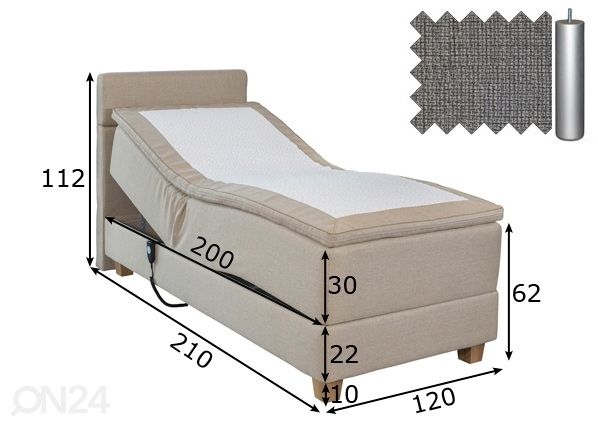 Кровать моторная с двойным блоком Hypnos Hermes 120x200 cm размеры