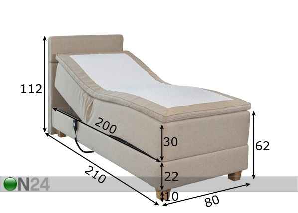 Кровать моторная с двойным блоком Hypnos Hermes 80x200 cm размеры