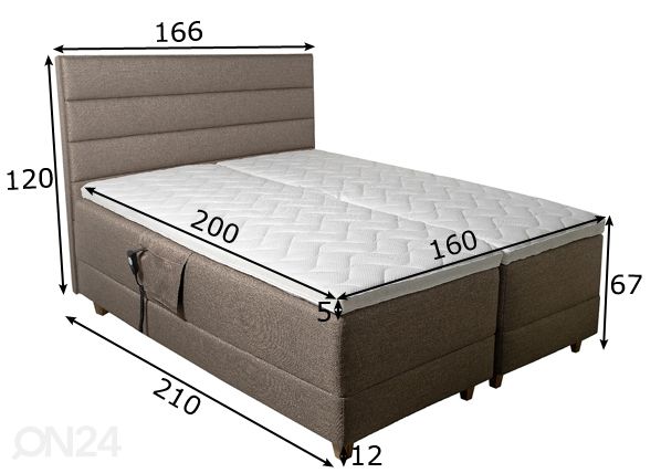 Кровать моторная Hypnos Hermes 160x200 cm + изголовье Kent размеры