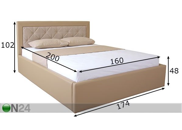 Кровать с ящиком для белья Irma 160x200 cm размеры