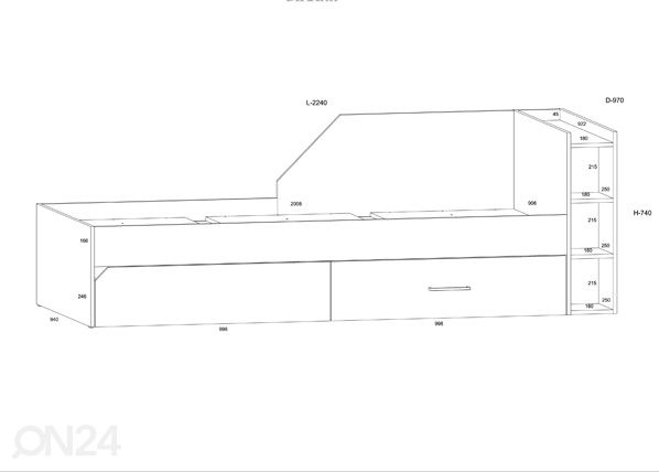 Кровать с ящиком Pax 90x200 cm размеры