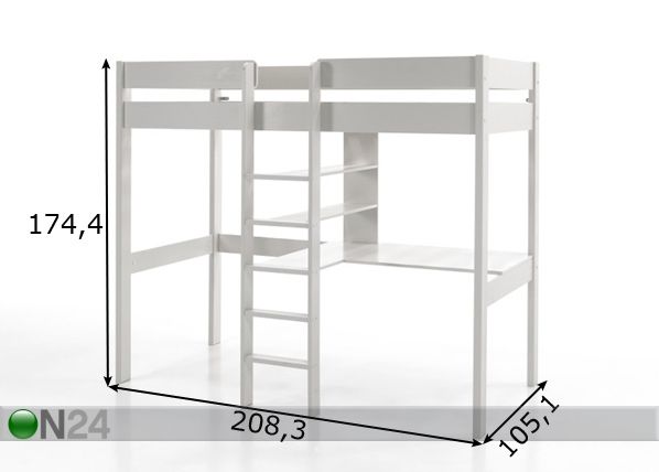Кровать-чердак Pino 90x200 cm размеры