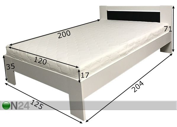Кровать 120x200 cm + матрас Prime Standard Bonell размеры