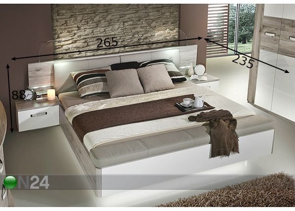 Кровать 160x200 cm + 2 прикроватные тумбы размеры