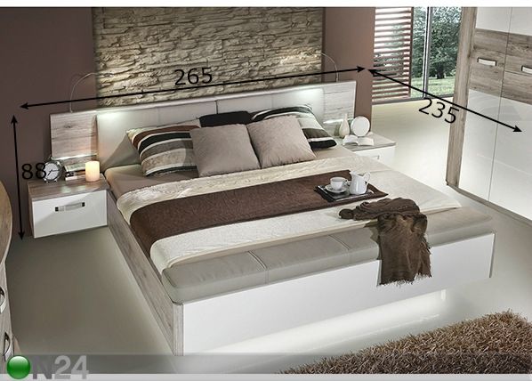 Кровать 160x200 cm + 2 прикроватные тумбы размеры