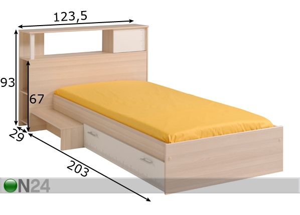 Кровать Charly 90x200 см с изголовьем размеры