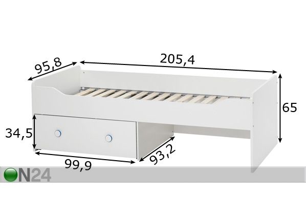 Кровать Combee 90x200 см вместе с ящиком размеры