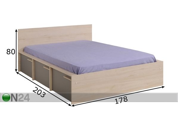 Кровать Connect 160x200 cm + 3 ящика размеры