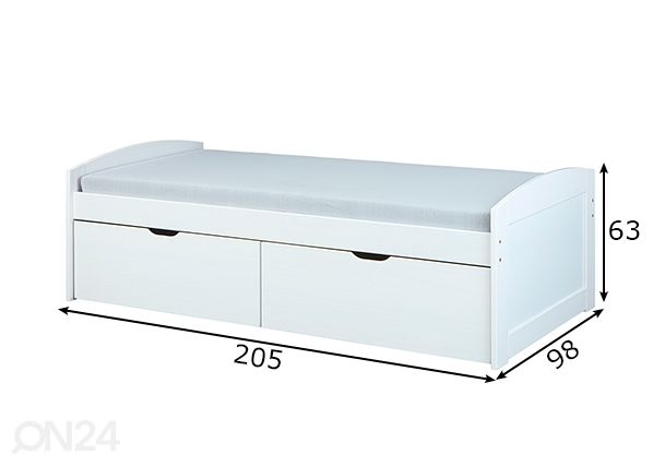 Кровать Einar 90x200 cm размеры