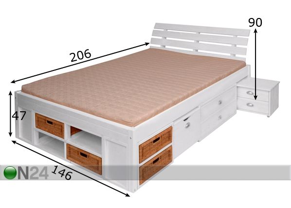 Кровать Lunia с изголовьем 140x200 cm размеры