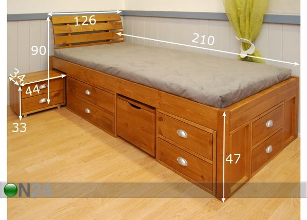 Кровать Lunia с ящиками 120x200 cm размеры