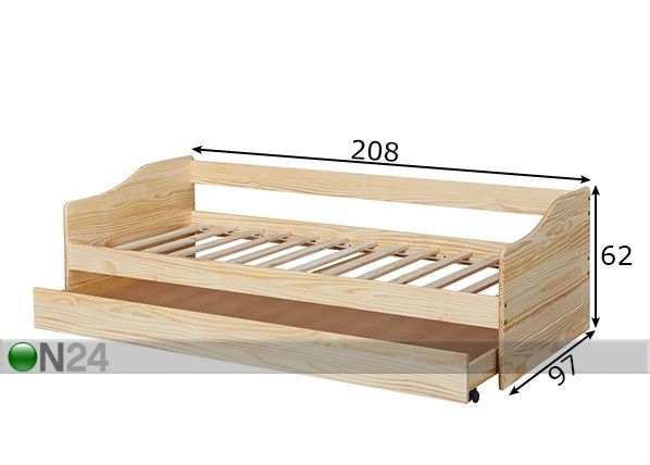 Кровать Malte 90x200 cm размеры
