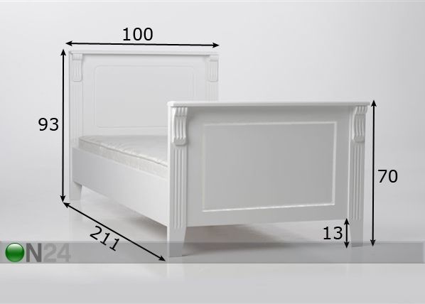 Кровать Monaco 90x200 cm размеры