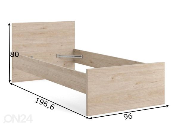 Кровать Naia 90x190 cm, гикори размеры