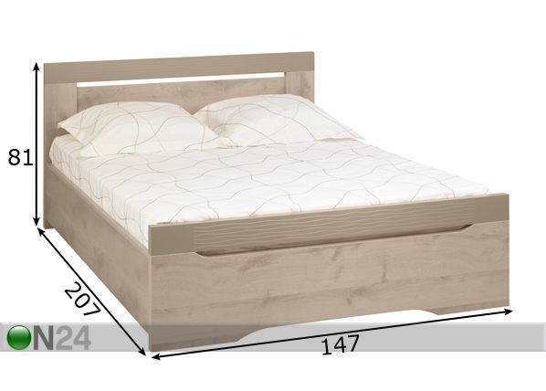 Кровать Perla oak 140x200 см размеры
