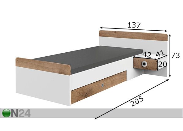 Кровать Töre 90x200 cm размеры