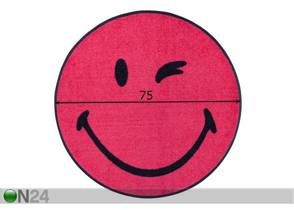 Круглый ковер Smiley Winky pink Ø 75 см размеры