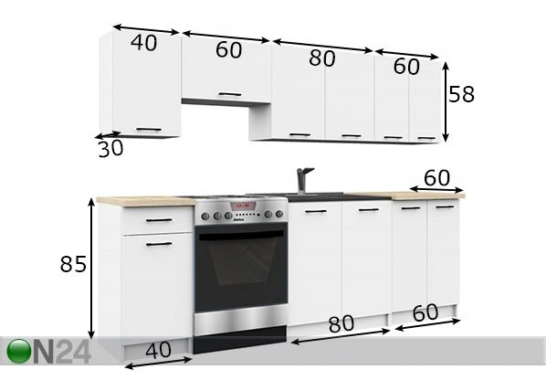 Кухня 240 cm размеры