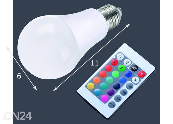 Лампочка LED "белая + цветная" + пульт, в комплекте 3 шт. размеры