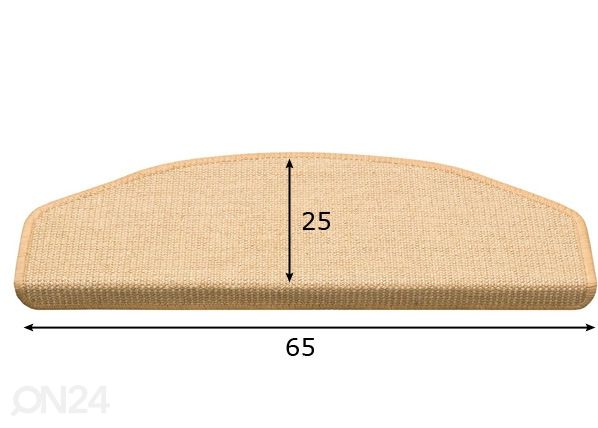 Лестничный коврик для ступеньки Sisal 22x65 cm натуральный размеры