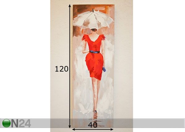 Масляная картина Дама в красном 120x40 cm размеры