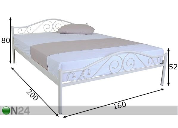 Металлическая кровать Polo 160x200 cm размеры