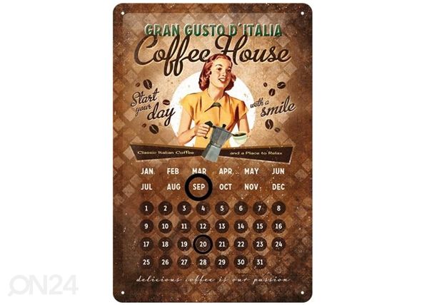 Металлический календарь в ретро-стиле Coffee House 20x30cm