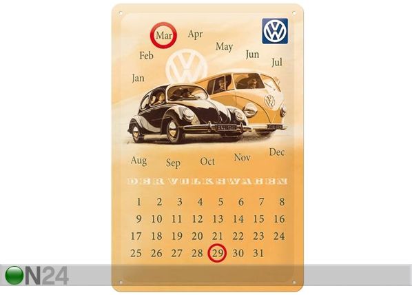 Металлический календарь в ретро-стиле VW Der Volkswagen 20x30cm
