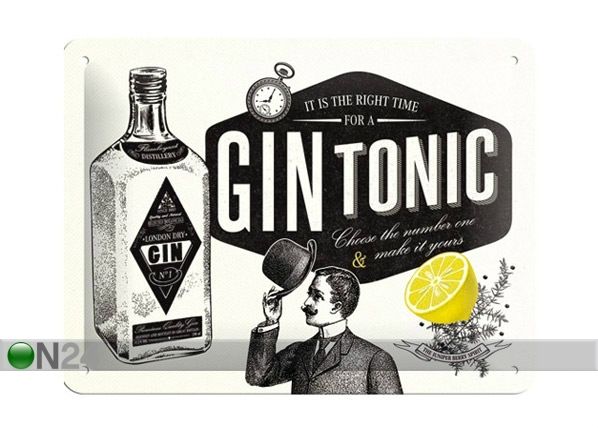 Металлический постер в ретро-стиле Gin Tonic 15x20 см