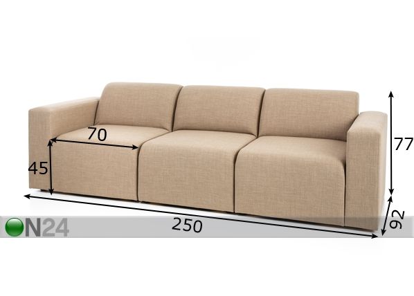 Модульный диван 3-местный Seattle размеры