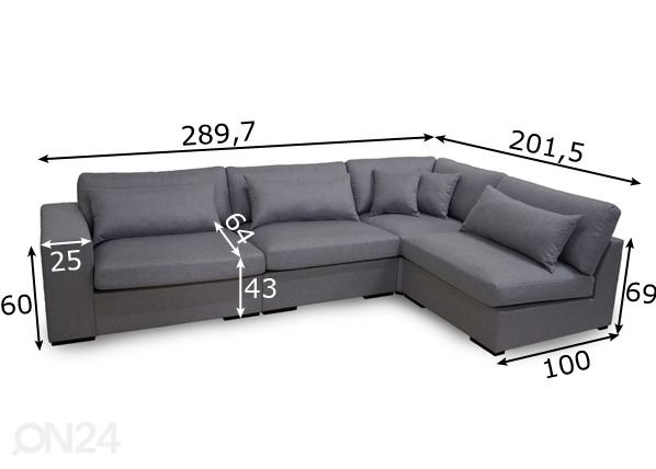 Модульный угловой диван Comforto размеры