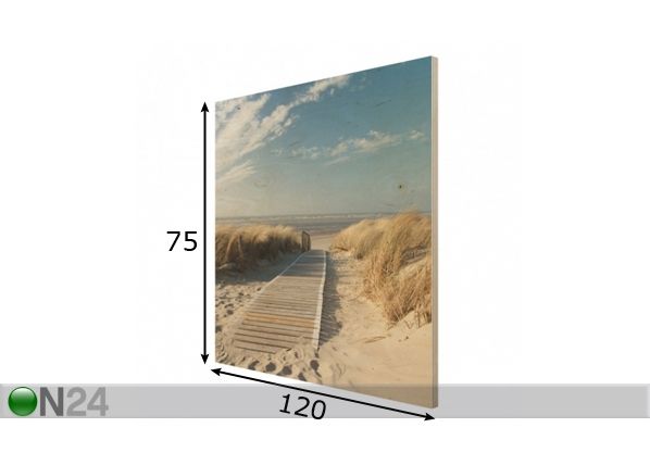 Настенная картина на древесине Baltic beach 75x120 см размеры