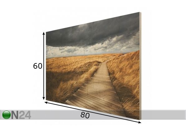 Настенная картина на древесине Pathway Through The Dunes 60x80 см размеры