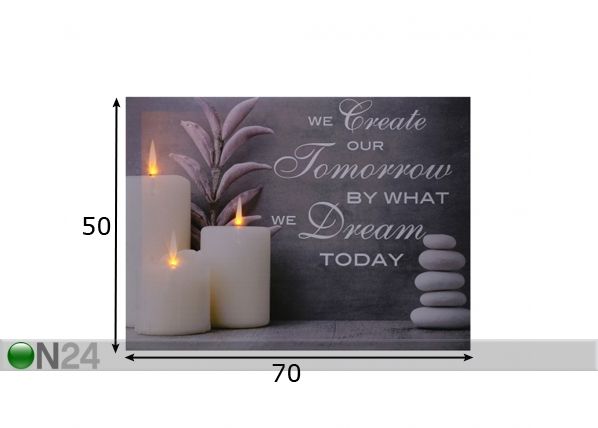 Настенная LED картина Slogan & Candles 50x70 cm размеры