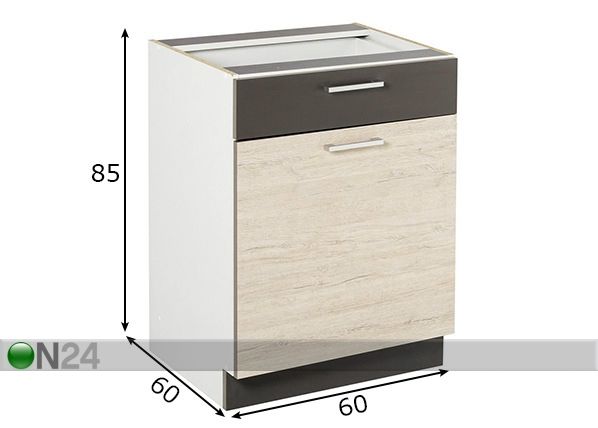 Нижний кухонный шкаф с ящиком 60 cm размеры