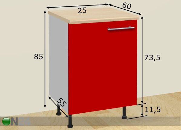 Нижний кухонный шкаф 25 cm размеры
