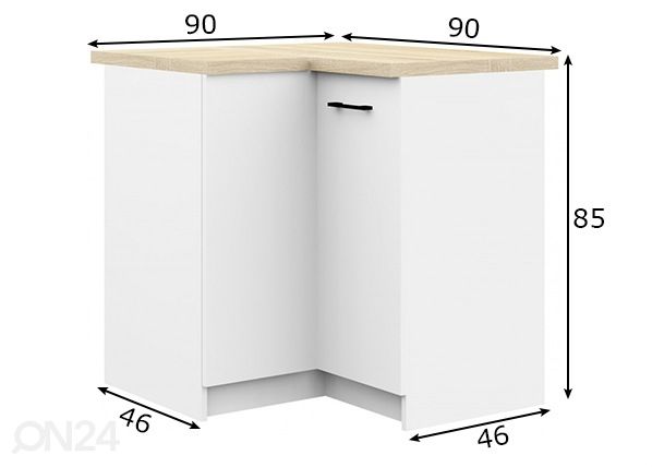 Нижний угловой шкаф 90/90 cm размеры