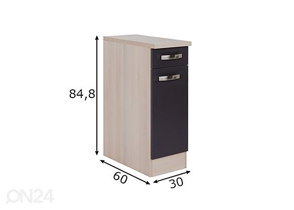 Нижний шкаф для прачечной комнаты Porto 30 cm размеры