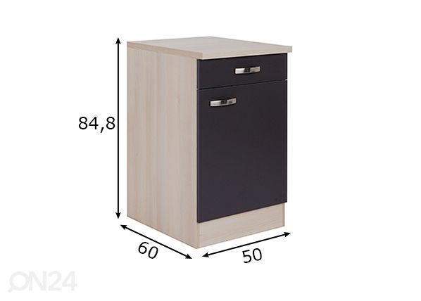 Нижний шкаф для прачечной комнаты Porto 50 cm размеры