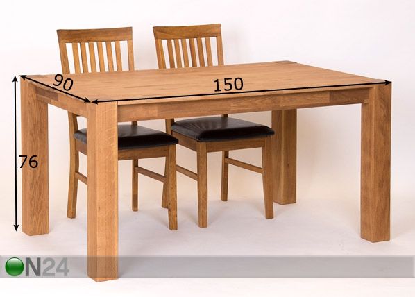 Обеденный стол из массива дуба 150x90 cm размеры