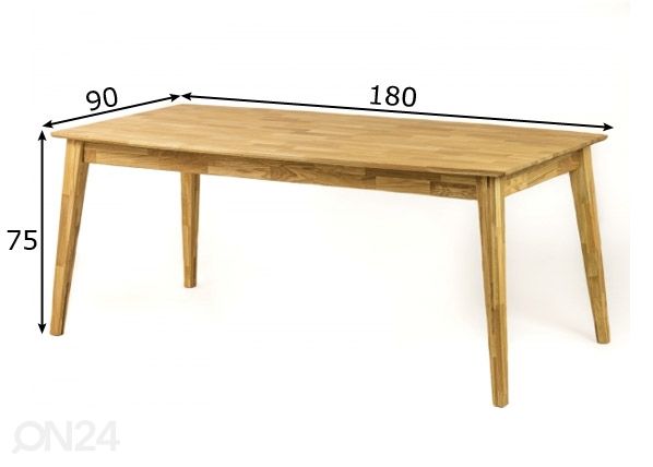 Обеденный стол из массива дуба 180x90 cm размеры