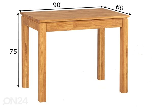 Обеденный стол из массива дуба 90x60 cm размеры