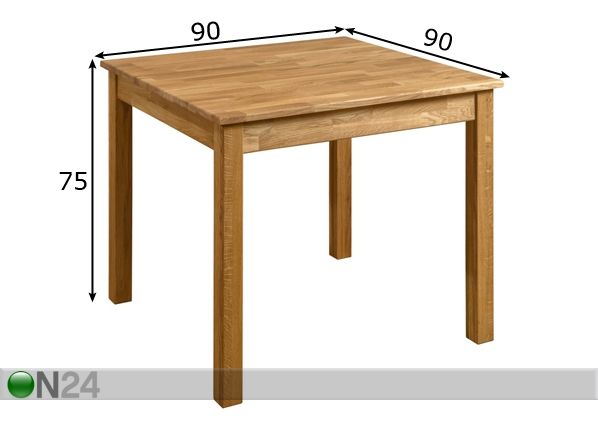 Обеденный стол из массива дуба Lem 90x90 cm размеры