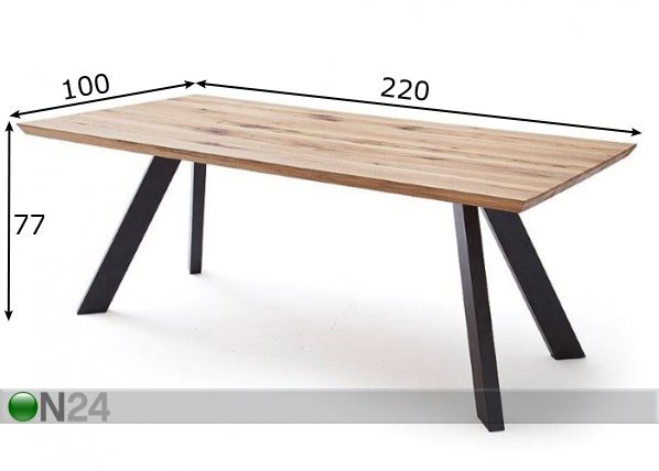 Обеденный стол из массива дуба Milton 220x100 cm размеры
