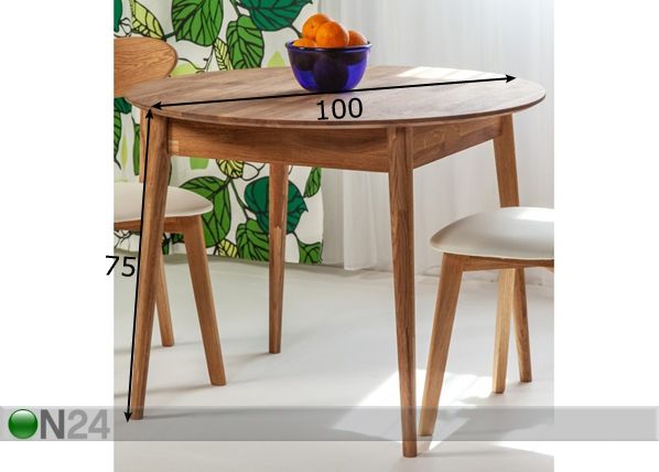 Обеденный стол из массива дуба Scan Ø100 cm размеры